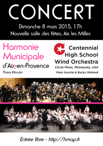 Affiche concert HMAP 8 mars Centennial Wind Orchestra